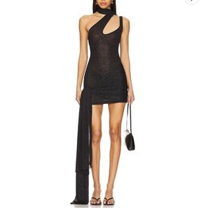 Superdown Glittering Black One-Shoulder Dress
